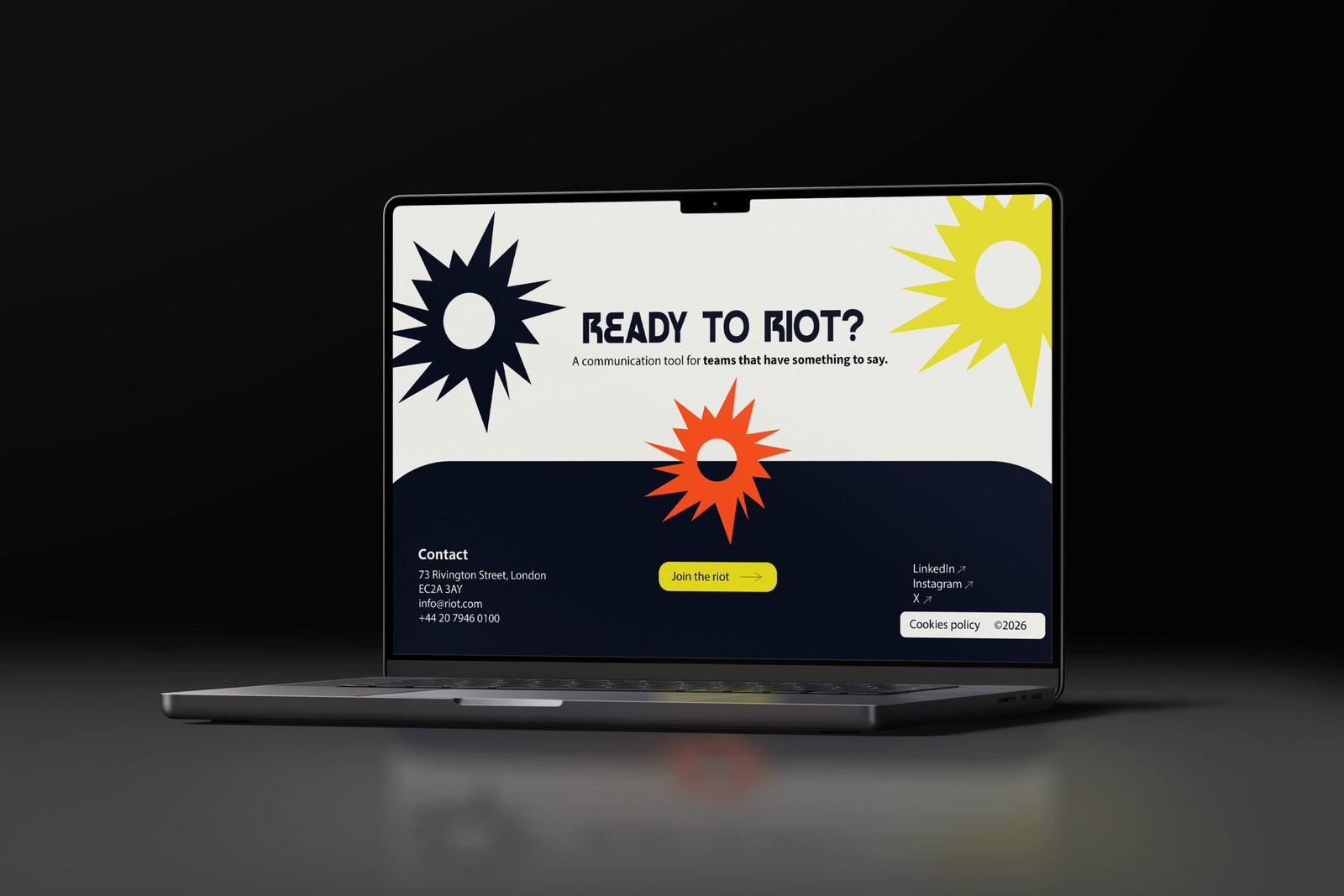 Laptop mockup RIOT landing