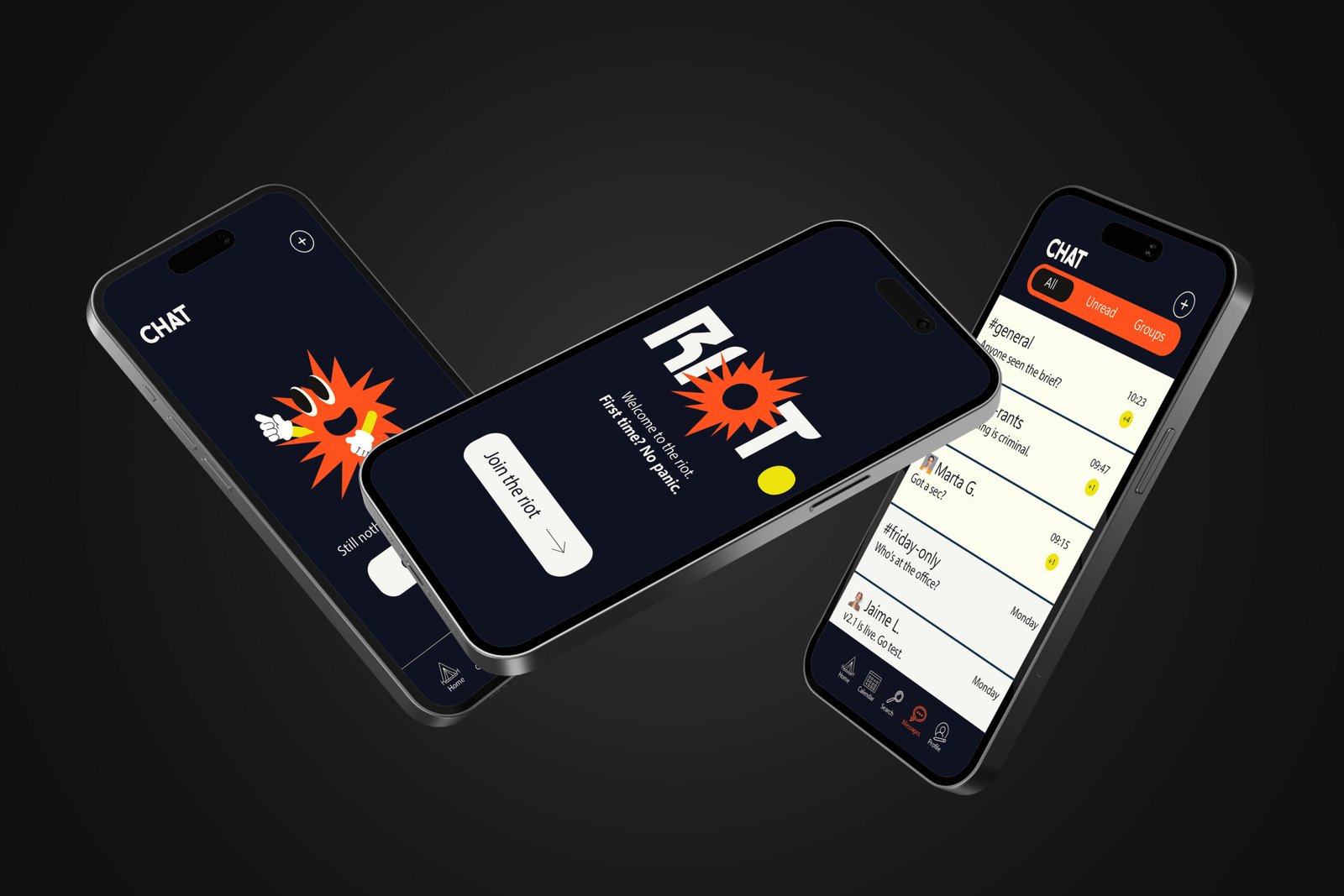 iPhone mockup RIOT app