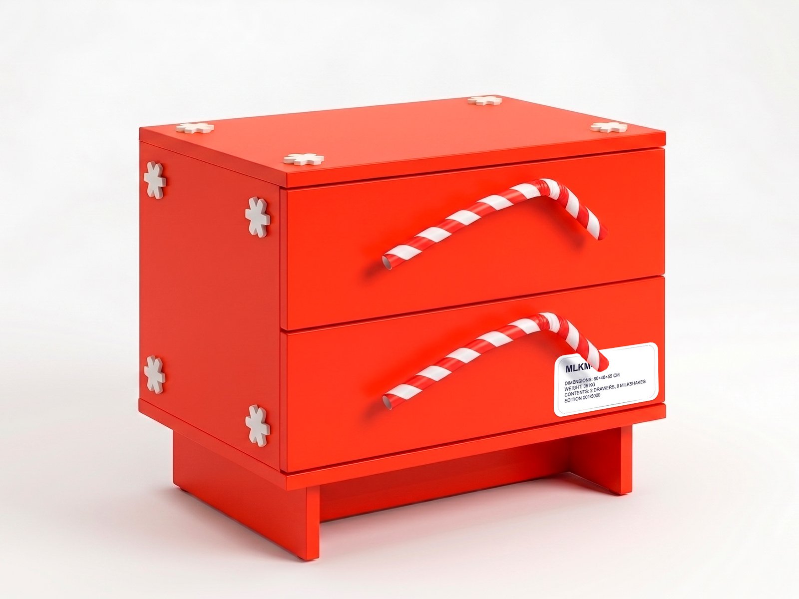 MALM x M***SHAKES bedside table in red